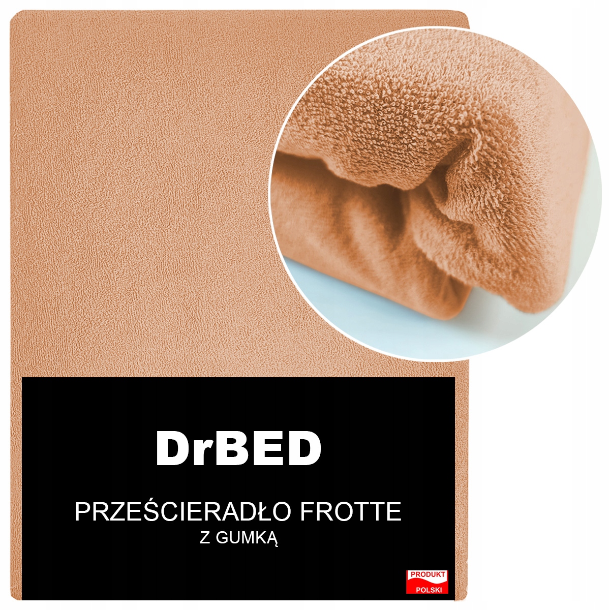 Prześcieradło z Gumką Frotte Mięsiste Elastyczne Polskie Brzoskwiniowy