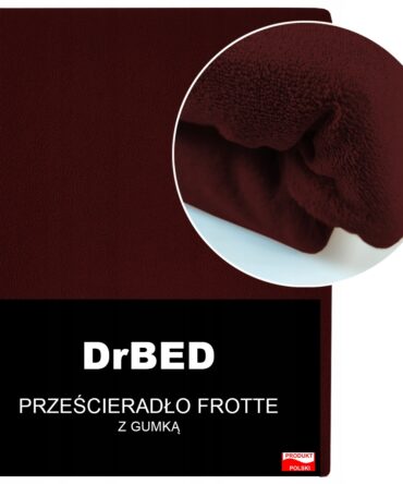 Prześcieradło Frotte z Gumką Trwały Kolor Oddychające Polskie Bordowe