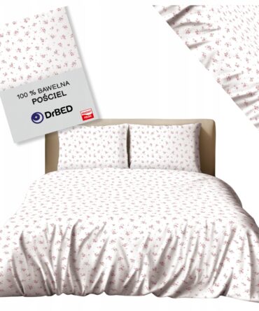 Pościel Bawełna 100% Komplet na Zamek Błyskawiczny Delikatne Kwiaty