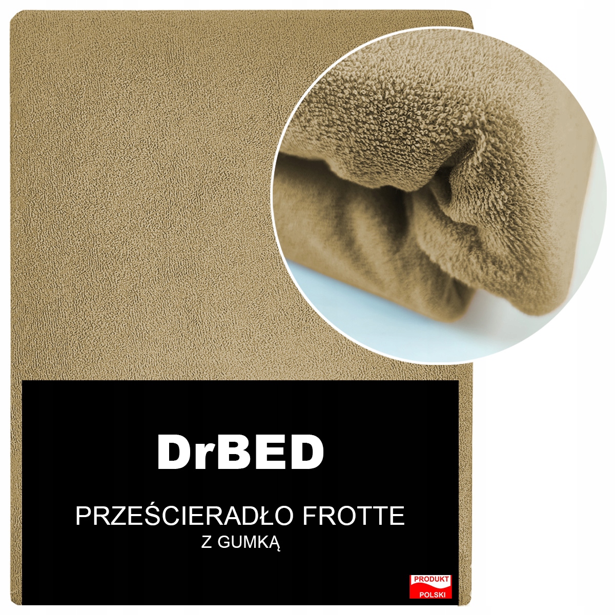 Prześcieradło Frotte z Gumką Elastyczne Oddychające Miękkie Polskie Ciemny Beżowy