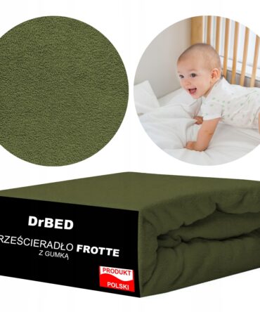 Prześcieradło do Łóżeczka z Gumką Frotte Khaki Oddychające Polskie