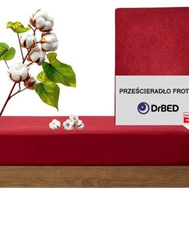 Prześcieradło Frotte z Gumką Czerwone Elastyczne Mięsiste Polskie Czerwony